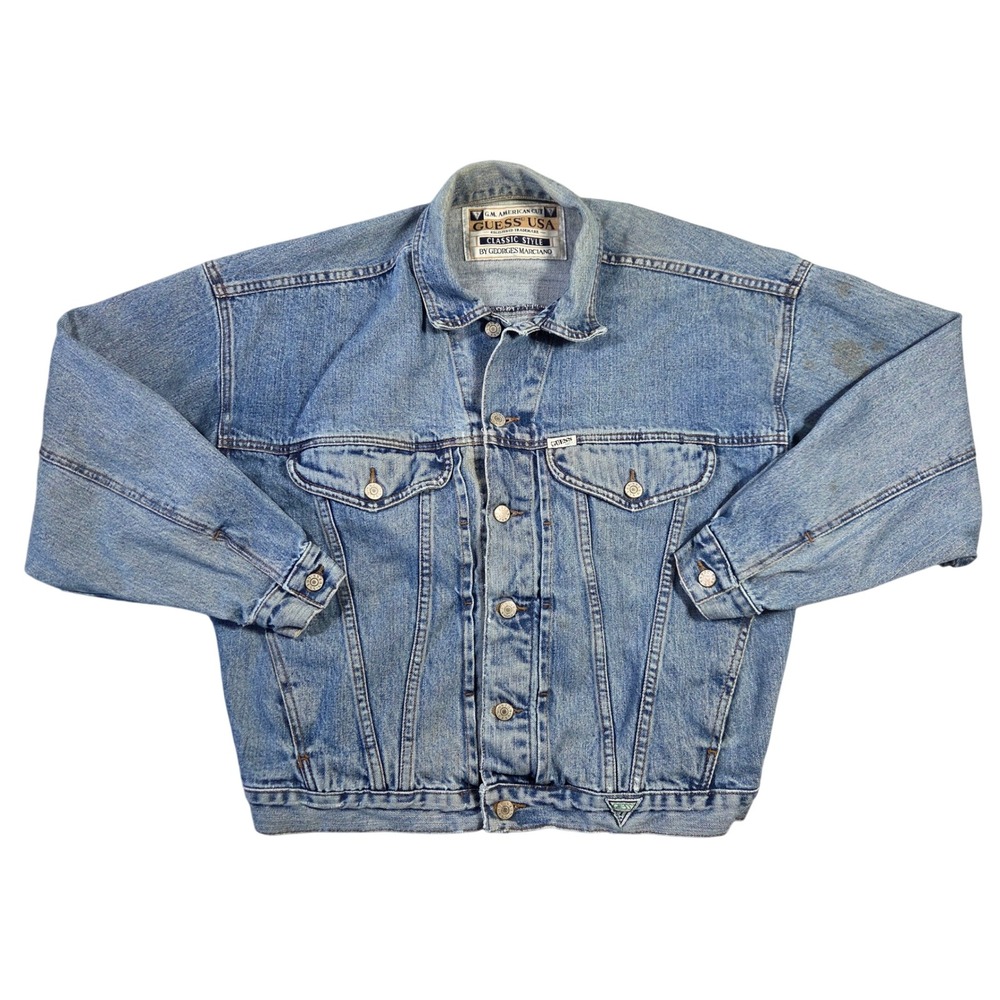 Vintage Guess Denim Jacket Gerges Marciano Men M Retro USA Grunge Punk Y2k Baggy